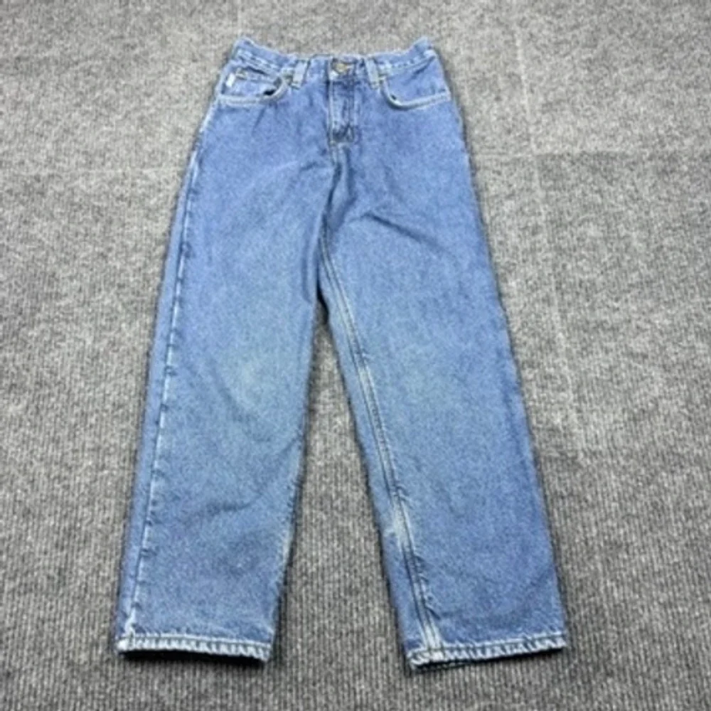 Carhartt Boys Fleece Lined Relaxed Fit Jeans Blue Denim Size 12 Regular YYB155